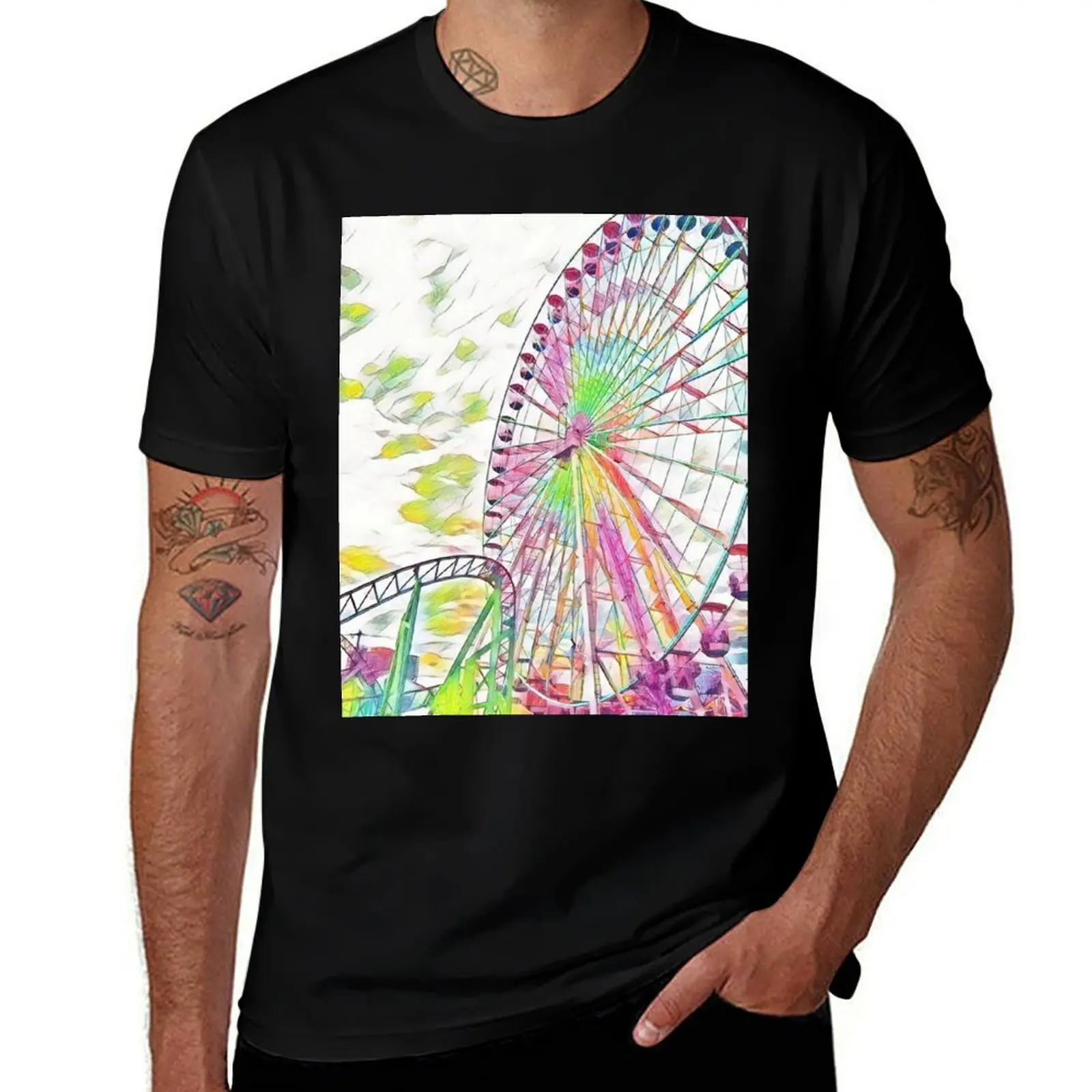 

Colorful Ocean City New Jersey Ferris Wheel T-Shirt street wear boys whites shirts men