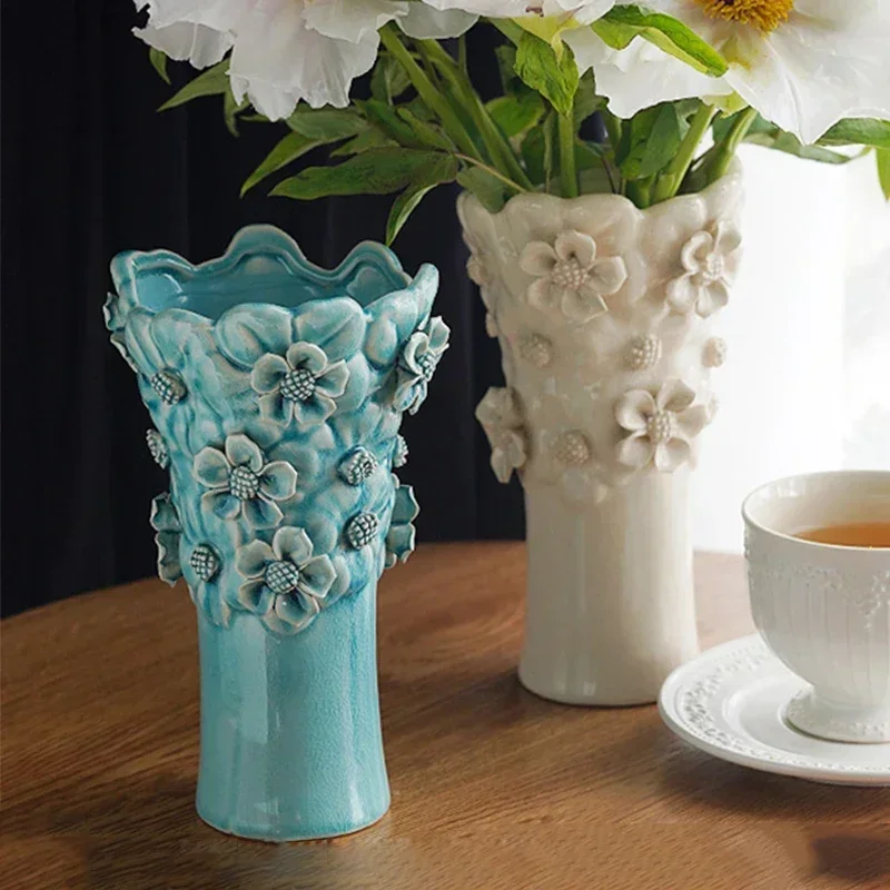 

High End French Style Ceramic Vases Home Desktop Exquisite Decoration Creative Living Room Flowers Arrangement Vase Decoration
