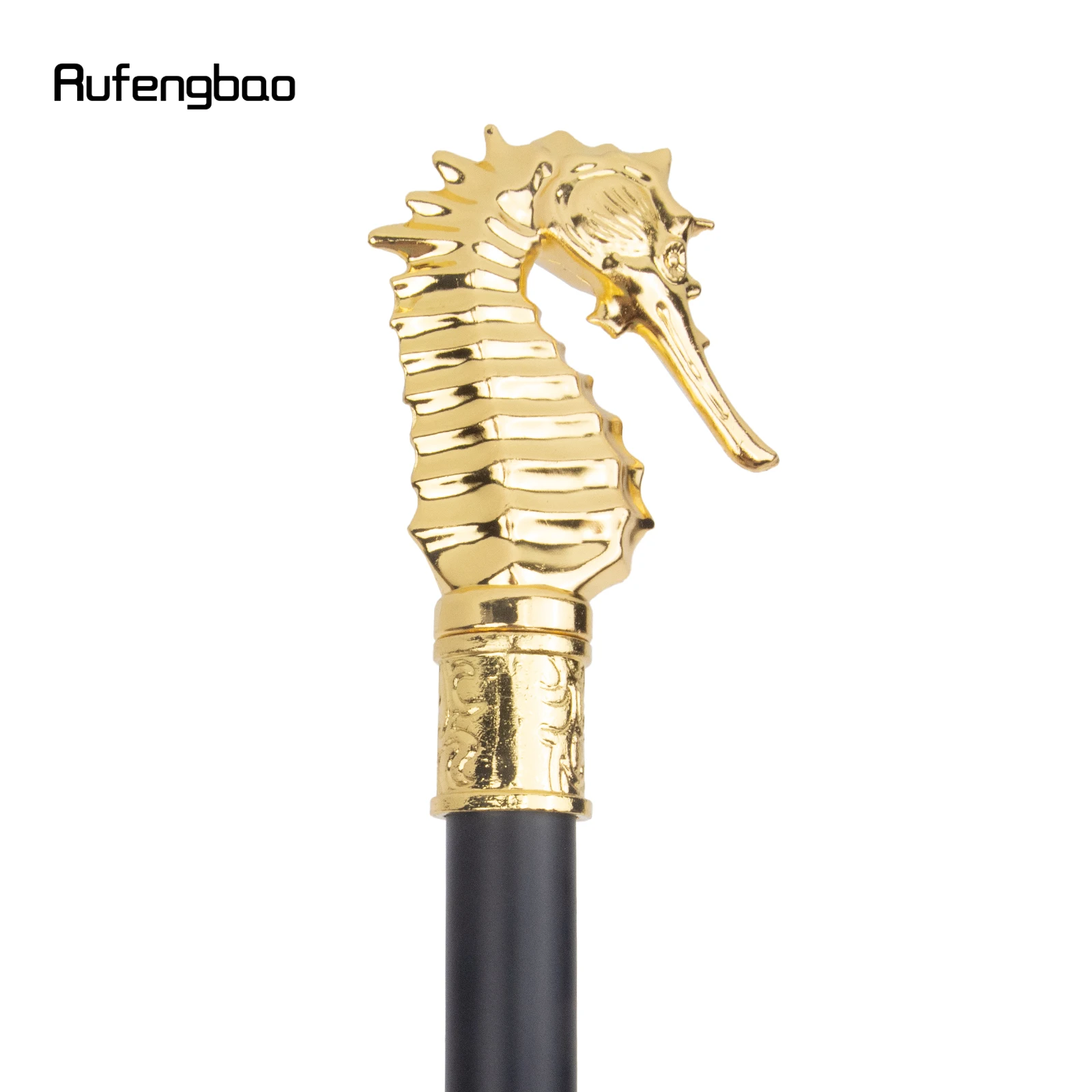 Goldener Luxus Hippocampus Gehstock mit versteckter Platte Selbstverteidigung Mode Rohr platte Cosplay Crosier Stick 93cm