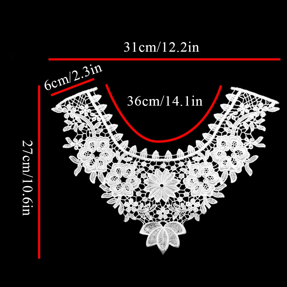 1Pcs Embroidered Fake Collar Fine Venise Lace Fabric Dress Applique Blouse Sewing Trims DIY Neckline Collar Costume Decoration