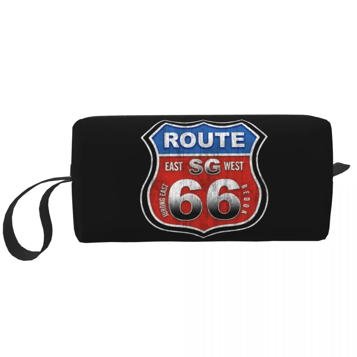 Historic Route 66 Travel Cosmetic Bag Women Mother Road America Highway Makeup Toiletry Organizer Lady Beauty Storage Dopp Kit