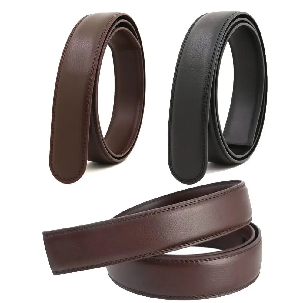 120cm Casual 3.1cm Width Genuine Leather Belt Replacement Cowhide No Buckle Belt Craft DIY Automatic Buckle Band Body