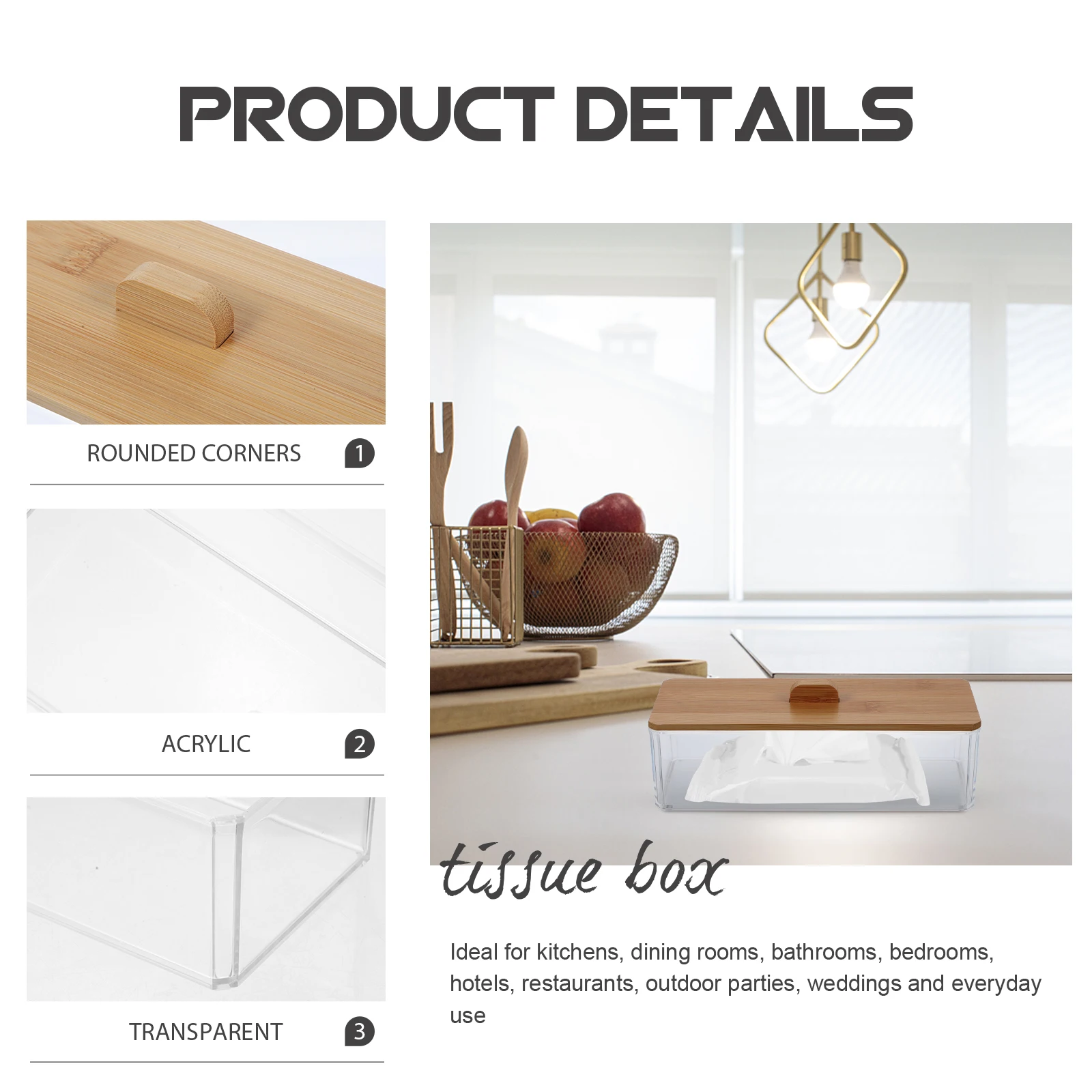 علبة مناديل مربعة مادة أكريليك شفافة خفيفة الوزن ملحقات غرفة المعيشة حاوية مناديل أكريليك حامل مناشف الضيوف