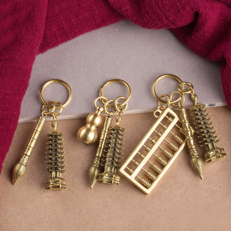 

Brass Wenchang Tower Wenchang Pen Gold List Title Activity Abacus Men and Women Car Keychain Pendant Backpack Pendant