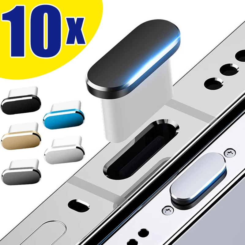 10/5/1PCS Luxury Metal Cellphone Type C Dust Plugs for IPhone 15 Pro/15 Pro Max/15 Plus USB C Charging Port Protector Caps