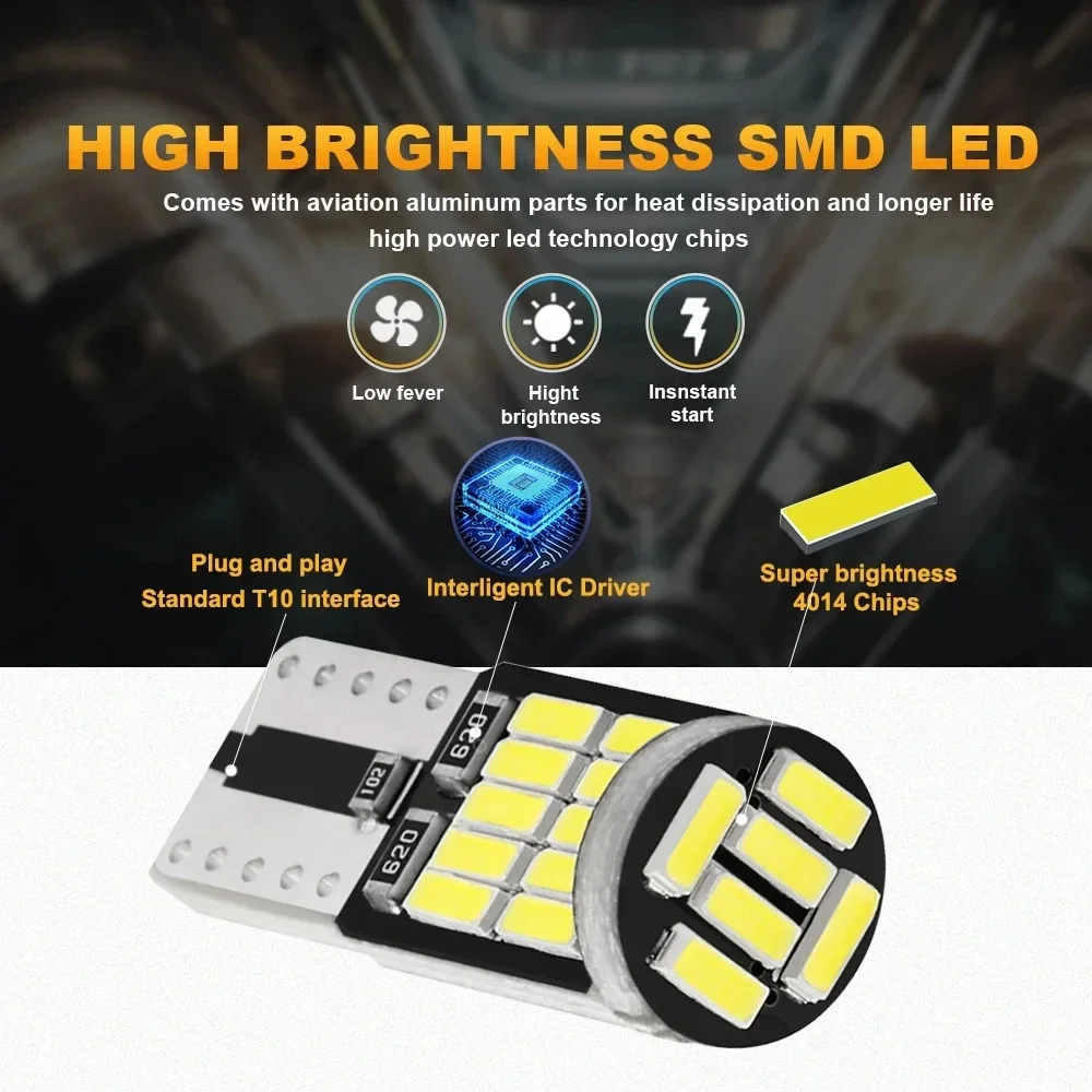 10PCS W5W T10 Led B…