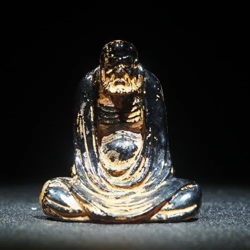 2.7'' Old Dynasty Colored Glaze Arhat Damo Bodhidharma Dharma Buddha Statue