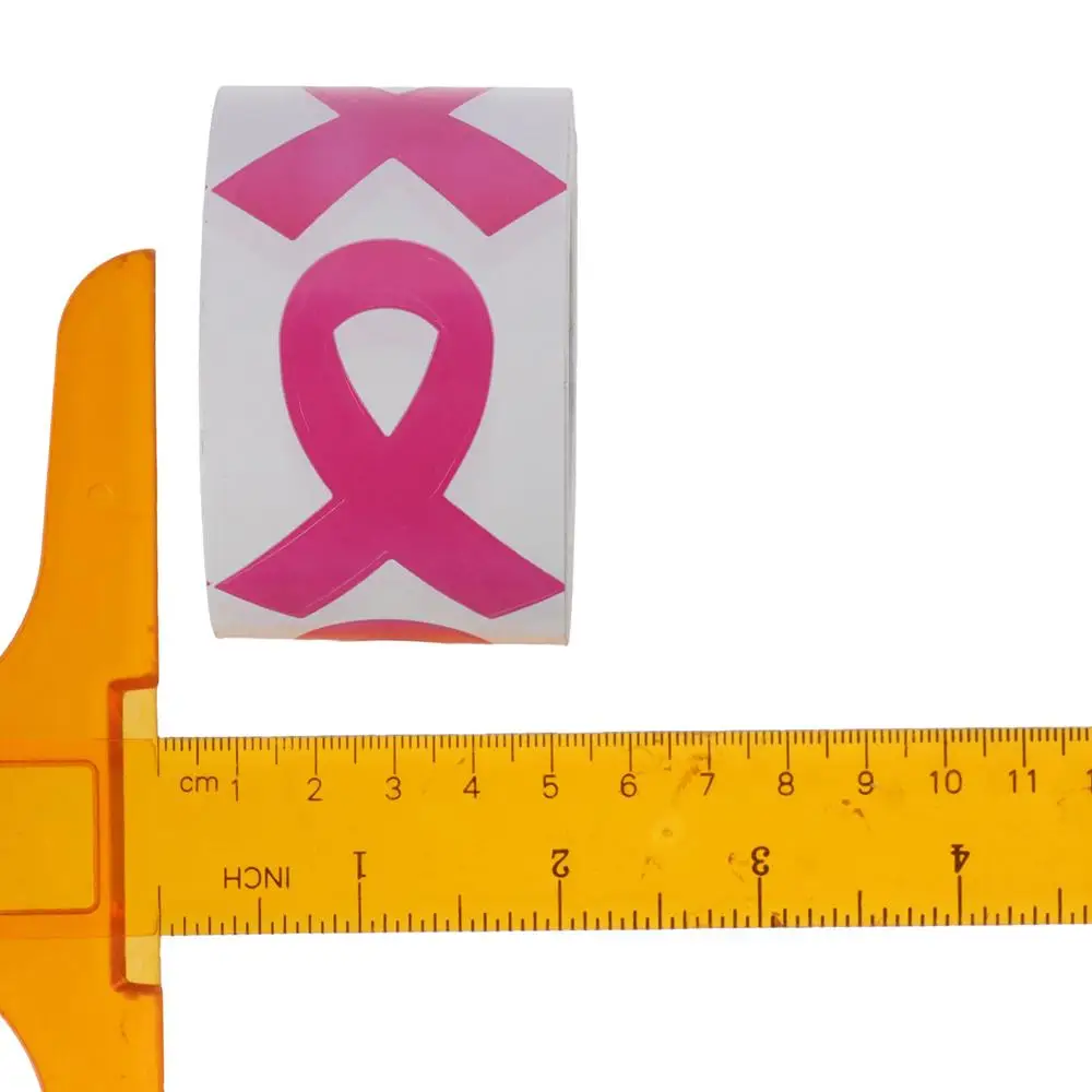 Rouleau d'autocollants de ruban rose, étiquette de sensibilisation au cancer du sein, événements caritatifs, 5x4cm, 300 pièces