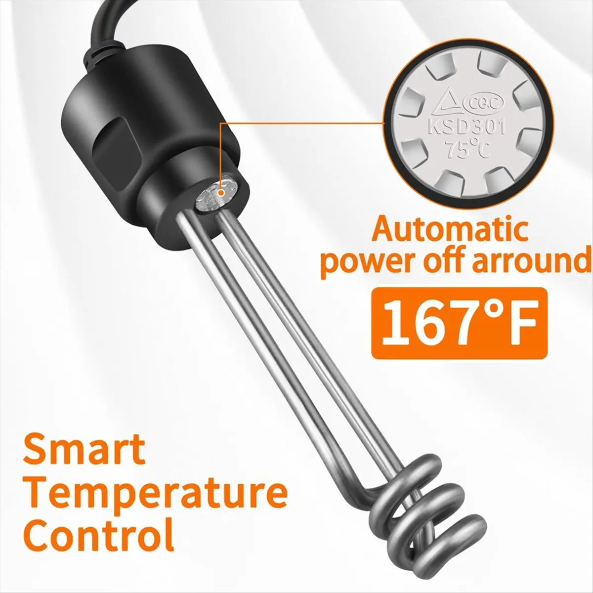 TOP!Immersion Water Heater,1500W Pool Heater with Switch Control,Bathtub Heater with Intelligent Temperature Control Us Plug