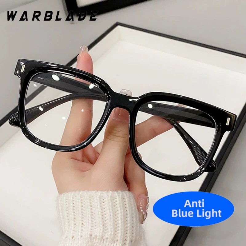 

Classic Square Big Frame Rivets Decorate Anti-Blue Light Women Glasses Luxury Designer Men Fashion Computer Games Work Eyewear