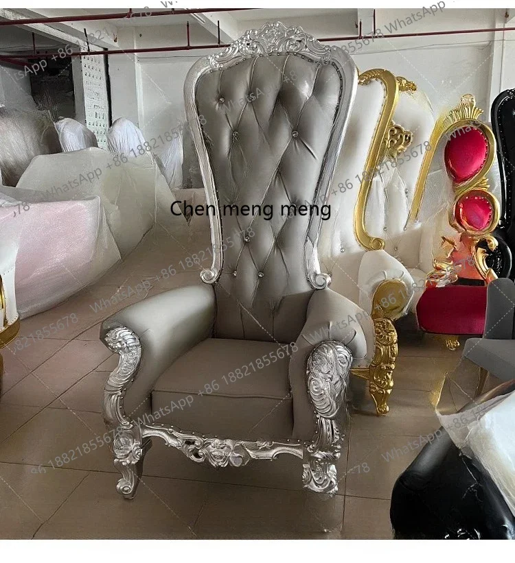 02A Solid wood high back chair lobby hotel image, high back sofa chair decoration