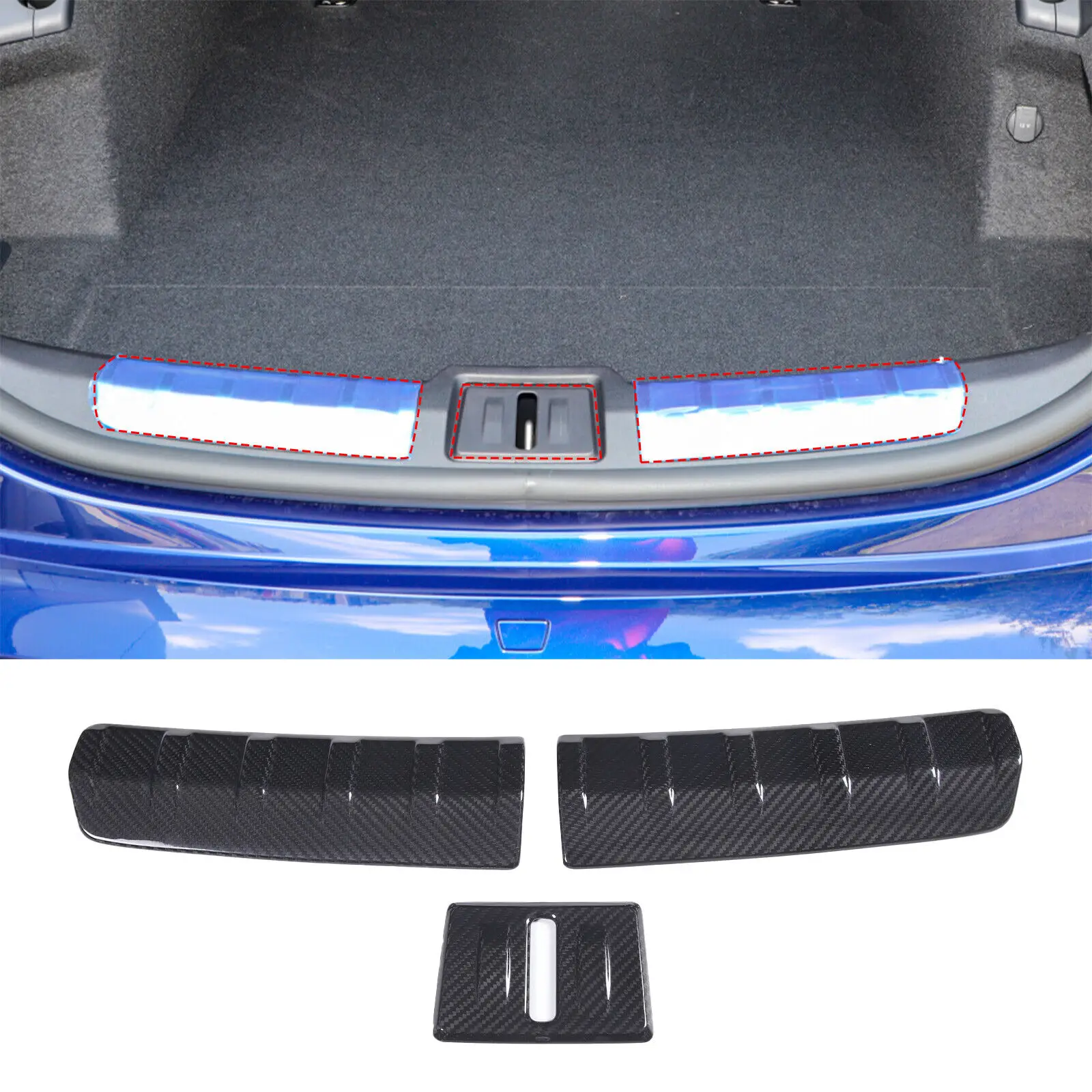 

Real Dry Carbon Fiber Car Rear Trunk Door Sill Protector Strip Cover Car Styling Accessories For Porsche Taycan 2019 -2022