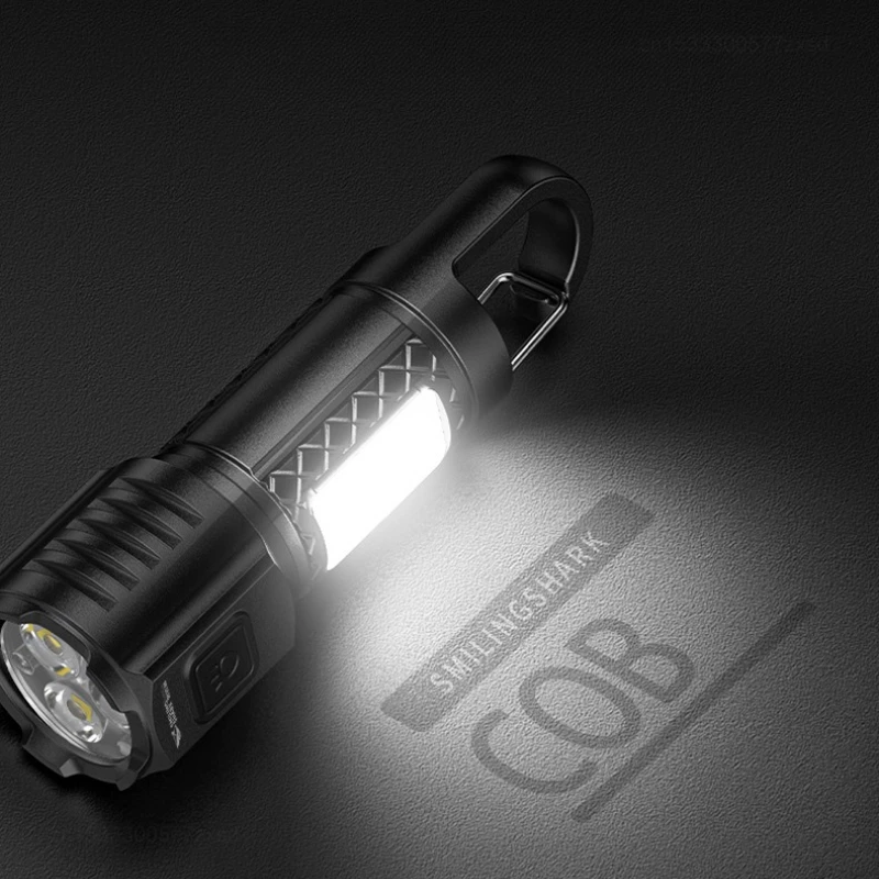Three Light High Brightness Flashlight COB Side Light Portable Hook Type Outdoor Camping Three Level Adjustable LED Lamp