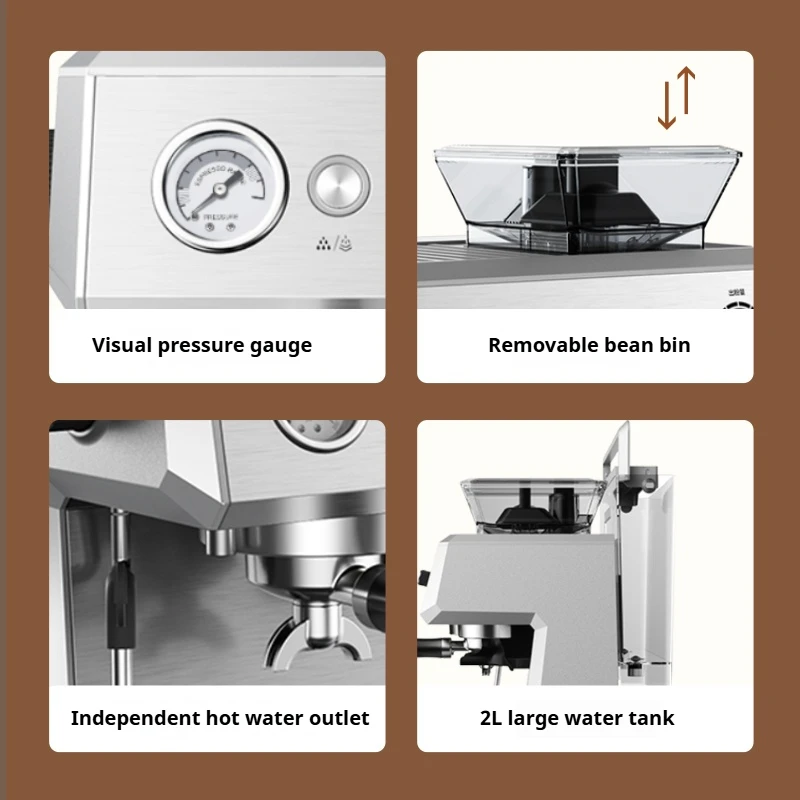 Coffee machine household semi-automatic Italian grinding steam milk foam all-in-one machine small commercial freshly ground