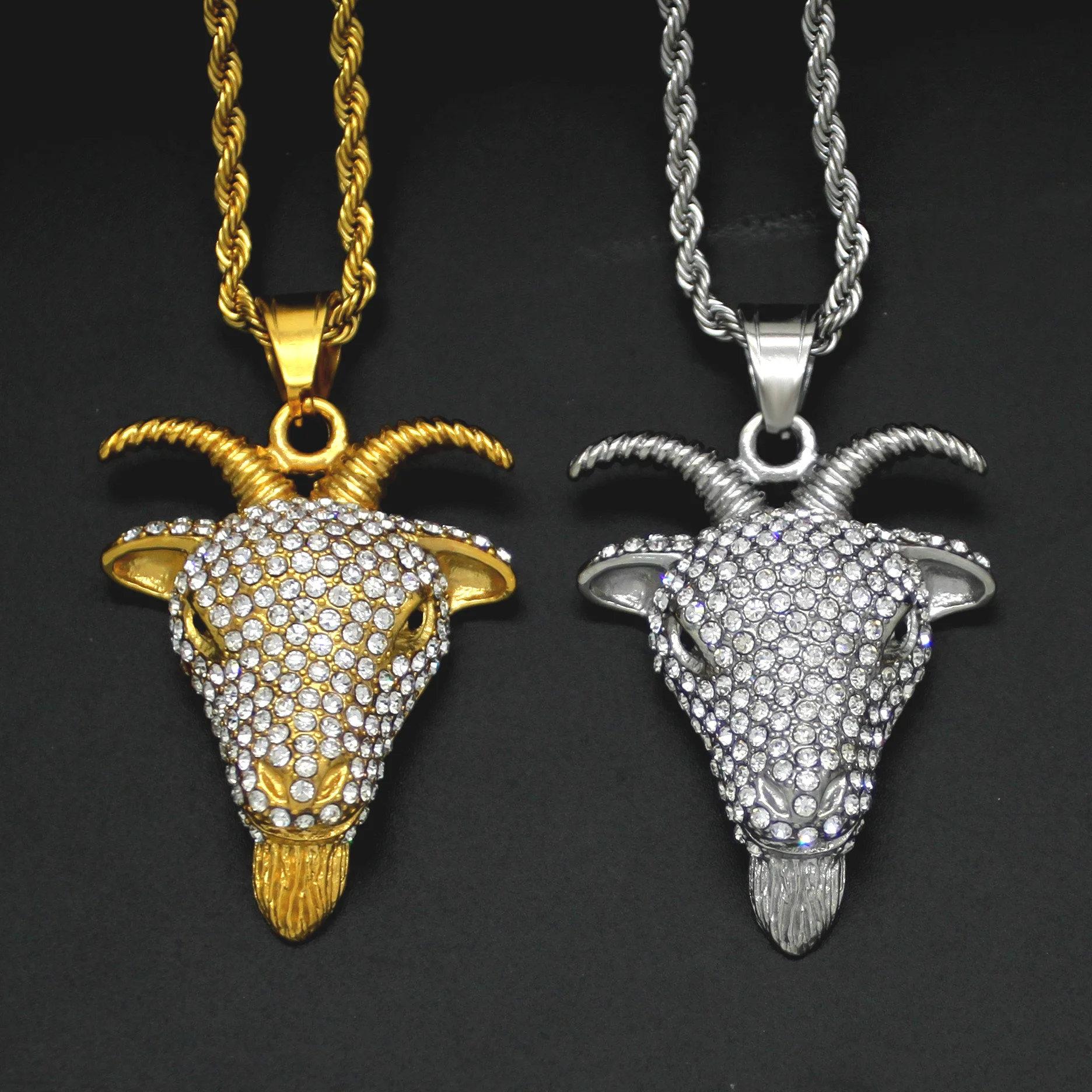 

New Unique Design Shiny Metal Hollow Goat Animal Pendant Necklace Glamour Men and Women Hip Hop Rock Jewelry Gift Wholesale