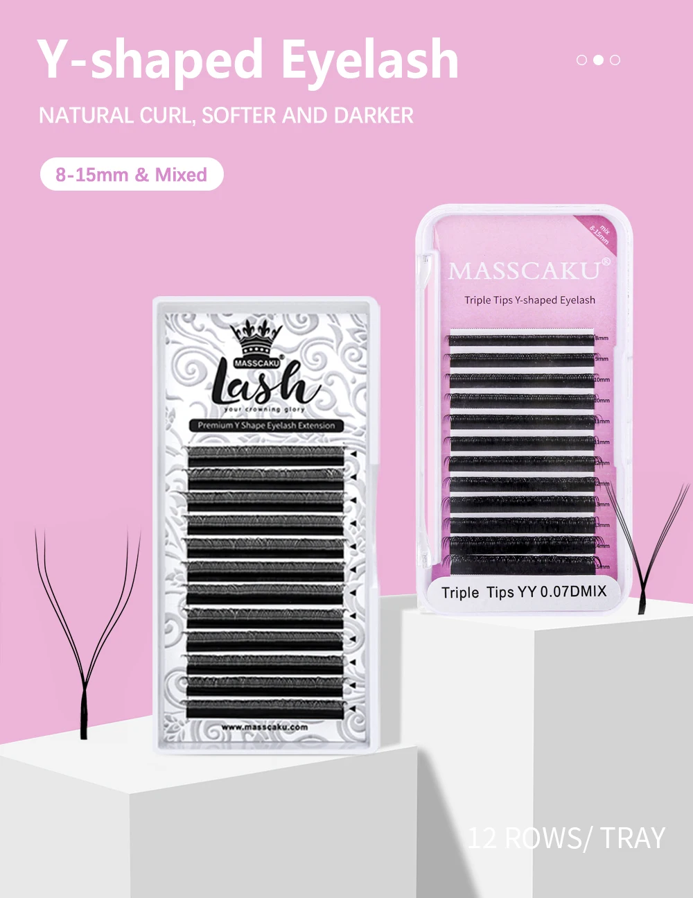 MASSCAKU YY Style Premium Matte Fluffly Slik 8-17mm & Mix Handgewebtes, super beliebtes Zubehör für individuelle Wimpernverlängerungen – Detail 1