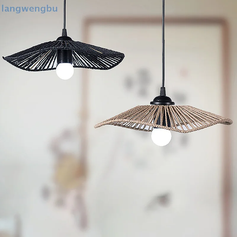 

Retro Rustic Boho Pendant Shade, Handwoven Rope Lampshade for Dining Room DIY