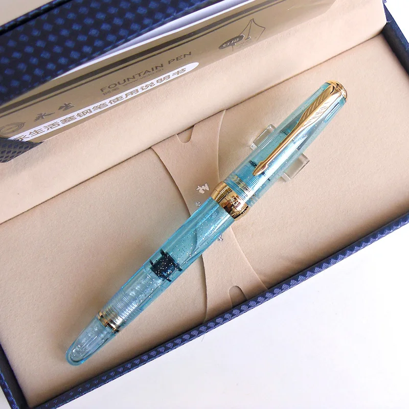 Yongsheng 618 12K Gold Nib Transparent Bling Piston Fountain Pen Smooth