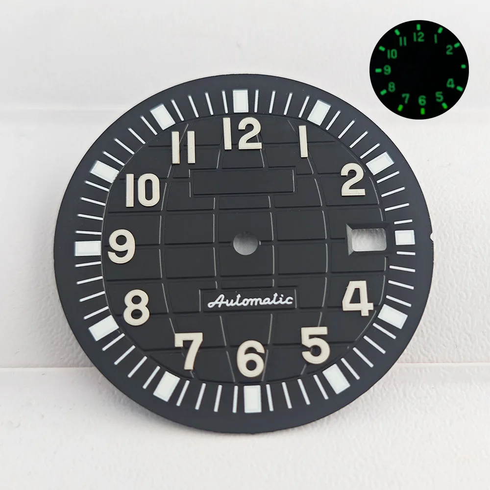 Men\'s watch 32mm dial NH35 dial green luminous for NH35 NH36 automatic movement watch case pointer accessories