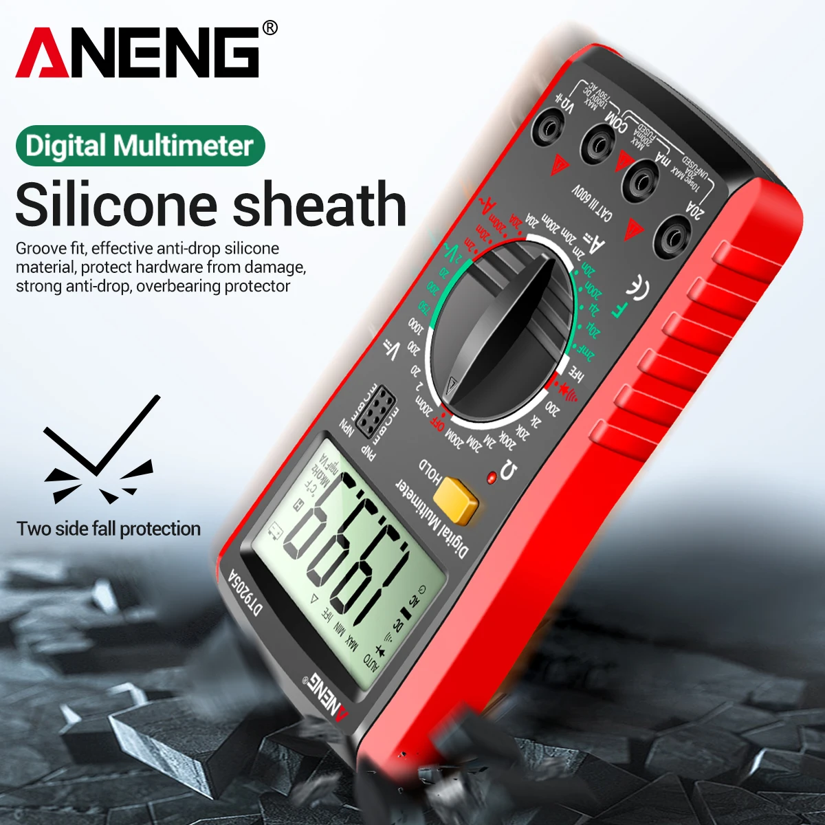ANENG DT9205A Multi Functional Digital Multimeter 1999 Counts with Buzzer Diode and Transistor Test Electrician Universal Meter