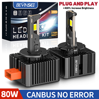 BEVINSEE D3S D3R LED Puissant CANBUS Headlight Bulbs 80W 8000LM 1:1 HID Xenon Replacement Kit D1S D1R D2S D5S D2R Plug&Play Lamp
