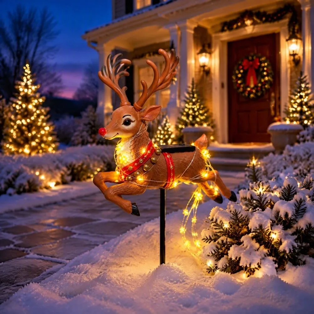 Swirling Effect Reindeer Pathway Light Energy Saving Waterproof Garden Decor Lamp LED Beads Simple To Install Landscape Lighting