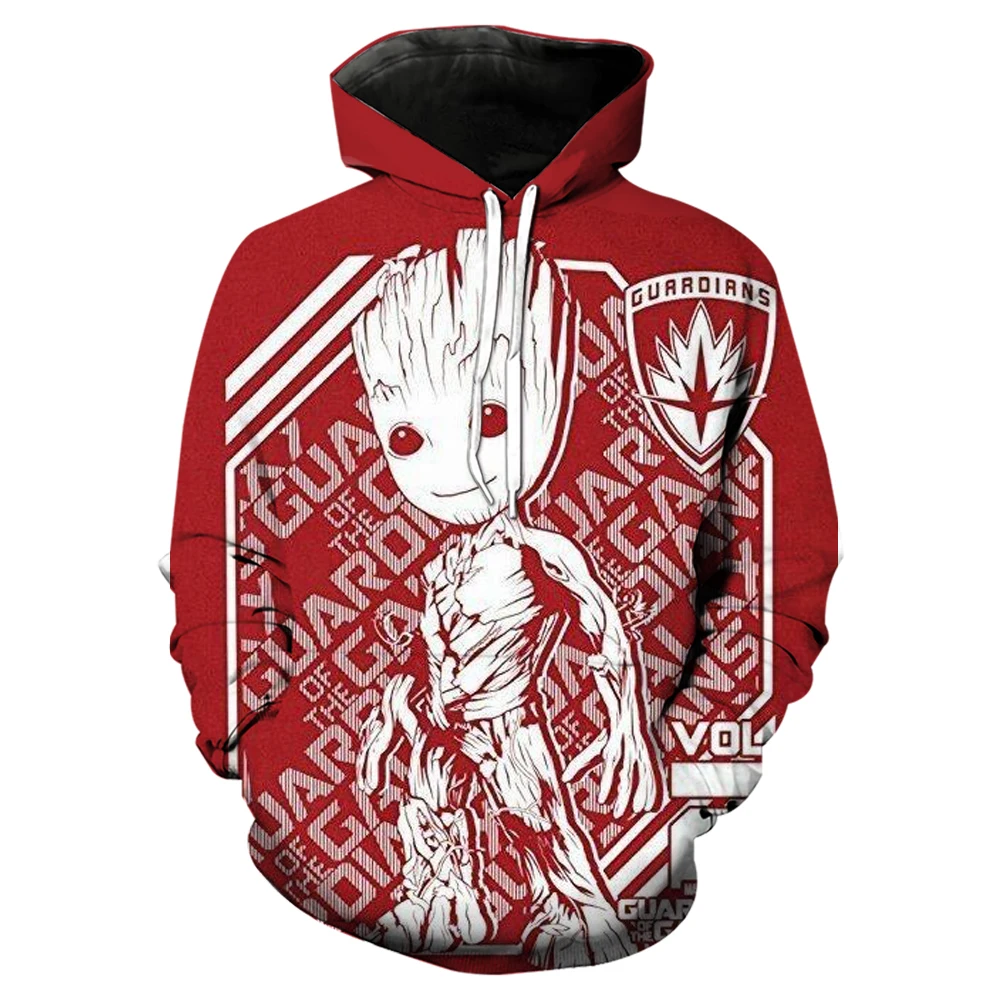 Marvel Guardians of the Galaxy hoodie cartoon anime Groot 3D printed men's and women's fashionable sportswear super large hoodie