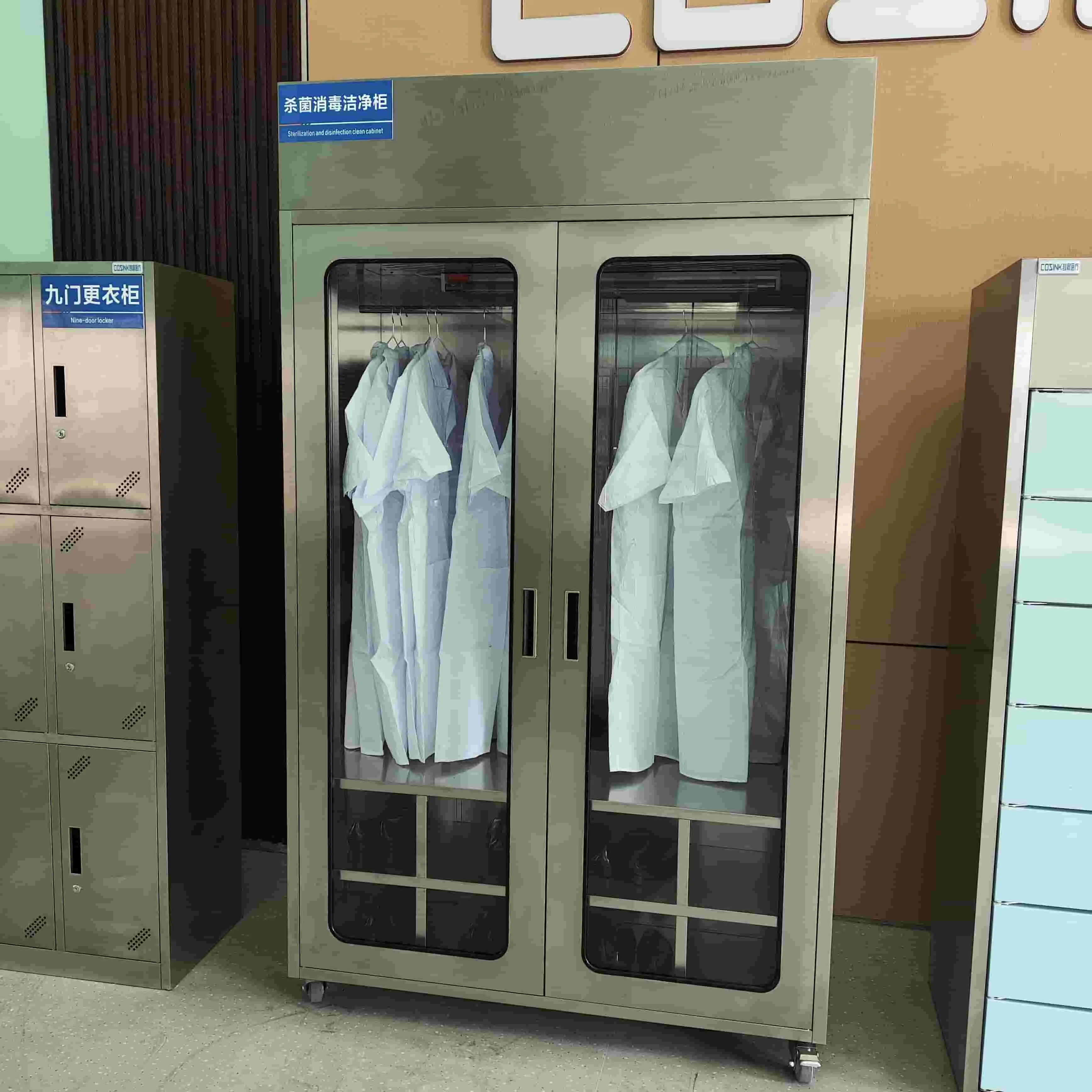 

Modern Stainless Steel Cabinet with Glass Door Commercial Furniture for Clothes Storage Hospitals Workshops Schools Warehouses