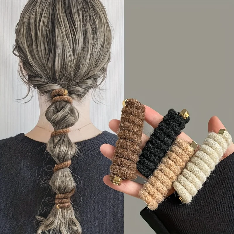 4PCS Autumn and Winter Telephone Line Hairband Female High Ponytail Artifact Temperament Bubble Braid Braiding