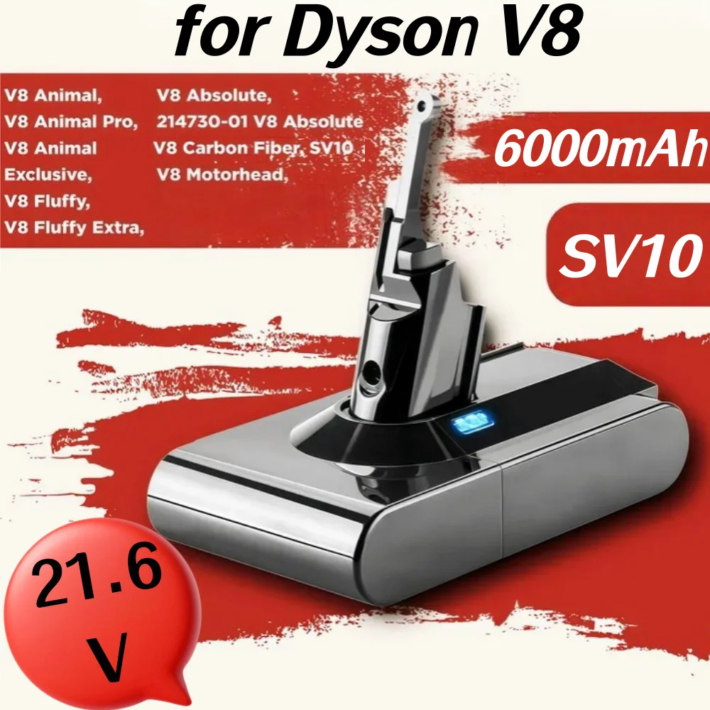 

Аккумулятор 21.6V 6000mAh для Dyson V8 Absolute, Animal, Animal Exclusive, Fluffy, SV10, V8 Range (215681, 967834-02)