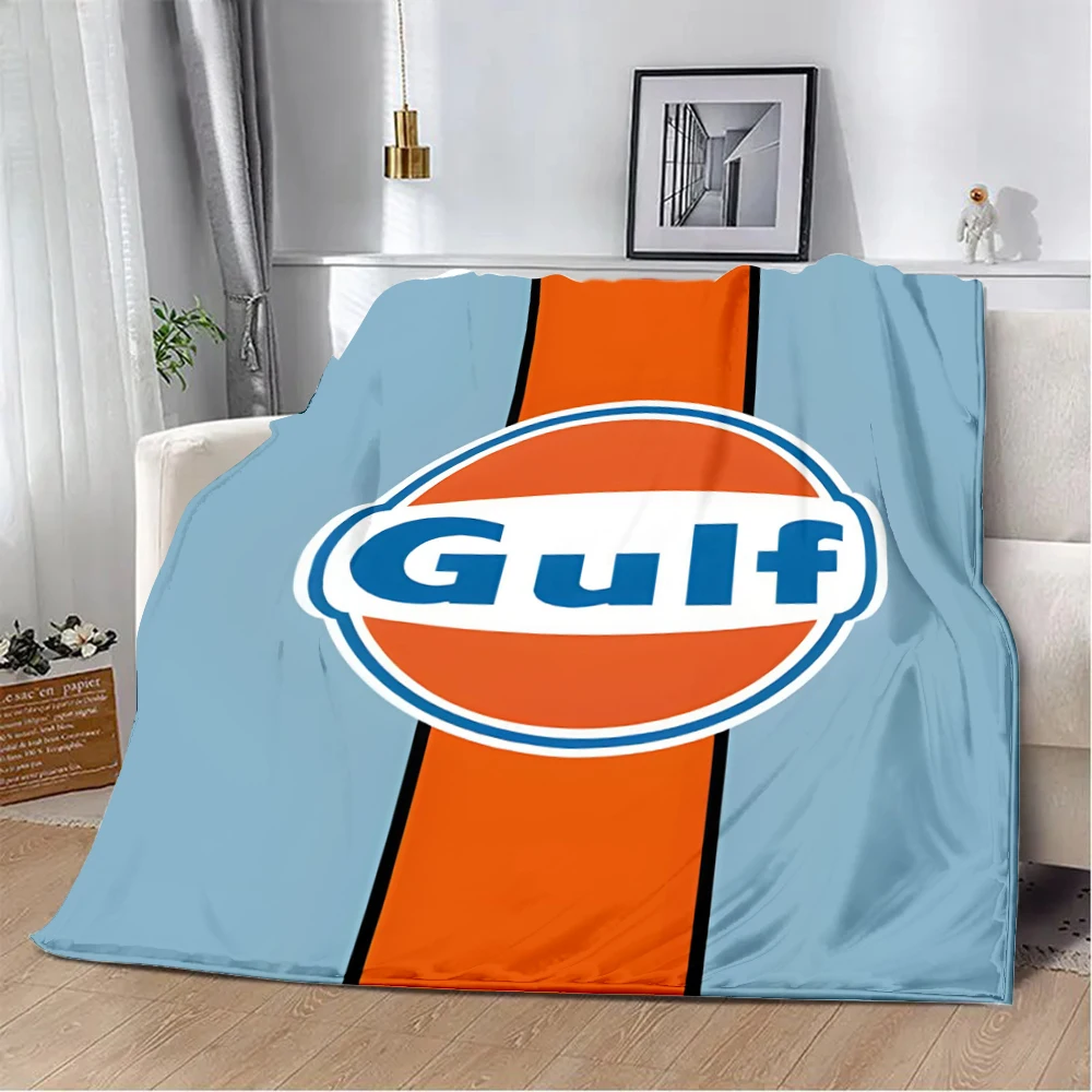 

GULF Motorcycle Racing Printed Blanket Picnic Blankets Warm Blanket Soft and Comfortable Blanket Home Travel Birthday Gift