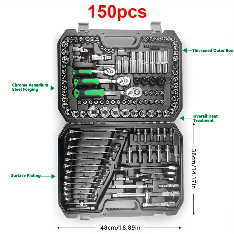 46-Piece 1/4-Inch Socket Wrench Set with Positioning Sockets Metric and Long Barsfor Automotive and Home Use Storage Case