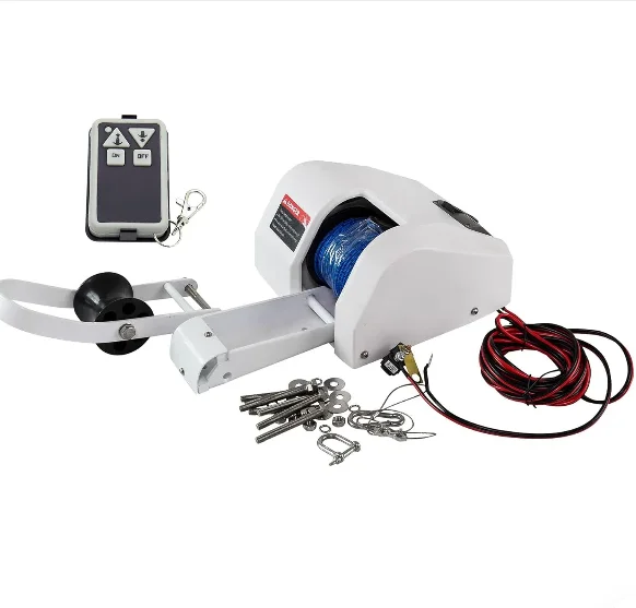 12V Plastic Marine Supplies With Remote Control for Boat Electric Anchor Winch for Sea Water 30lb (13.6kg)