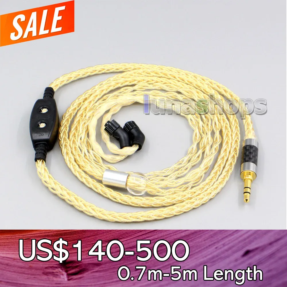 

8 Core 99% 7n Pure Silver 24k Gold Plated Earphone Cable For AKR03 Roxxane JH Audio JH24 Layla Angie Jerry Harvey LN006508