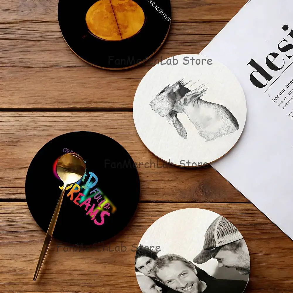 

Band C-ColdplayS Round Coaster Non-slip table mat Insulated Coasters Kitchen Dining Room Tabletop Decor