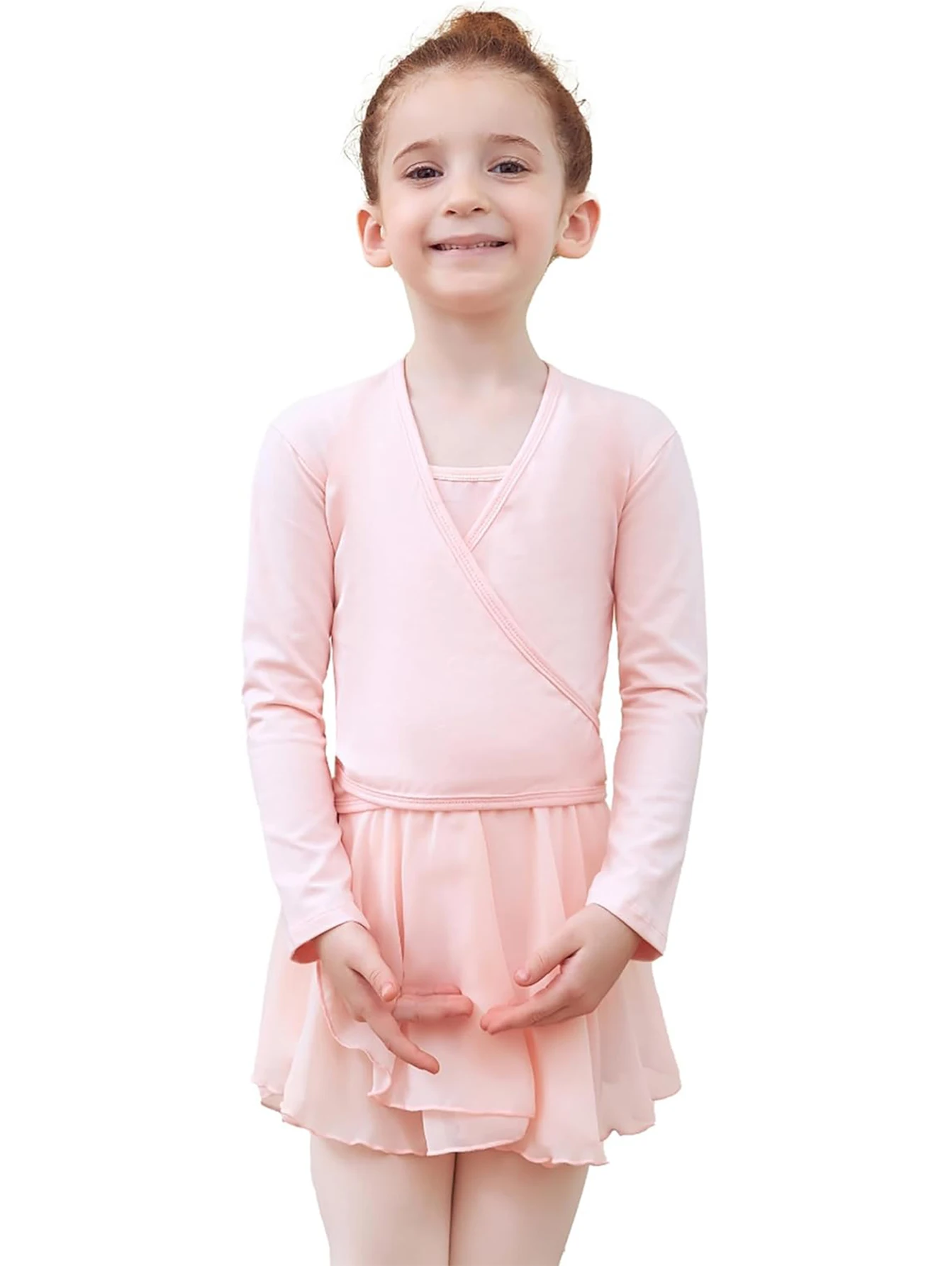 Girls' Dance Shawl Top, Children's Ballet Jacket, Long-Sleeve Tie-Up Chinese Dance Practice Outfit, Cardigan Shawl