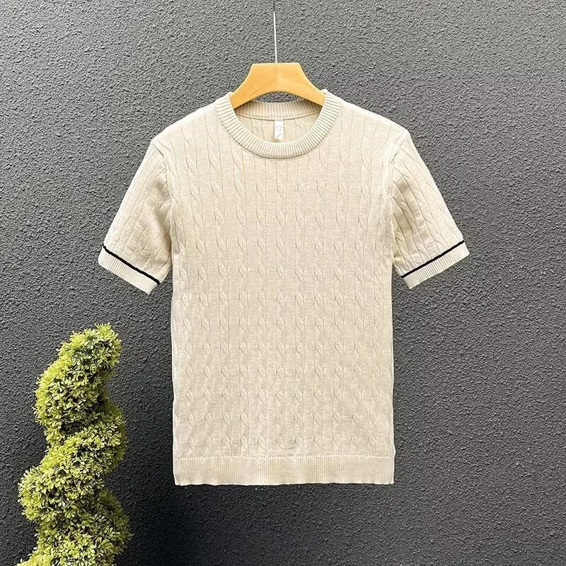 

2025 Men's Hip Hop Sle round Ne T-irt Cotton Antibacterial ort Sve Travel Comfortable Base irt Sum