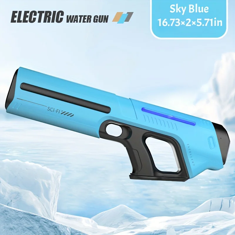 Auto-Fill Electric Pulse Jet Water Blaster, Large Tank Rapid-Fire Water Gun with LED Light, for Kids & Adults Outdoor Beach Toy