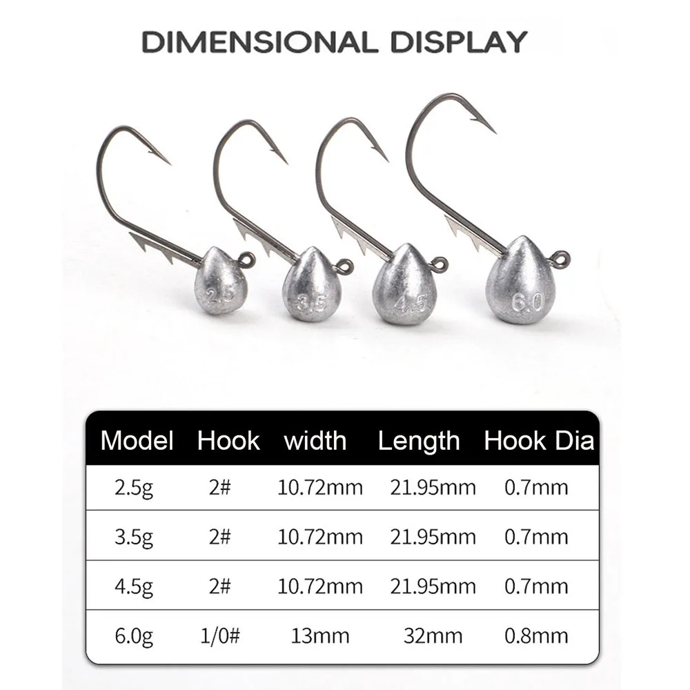 5pcs Jig Head Hook 2.5g/3.5g/4.5g/6g Rockfish Exposed Head Hook Barbed Hook Trout Soft Worm Lure Jig Fishing Hook