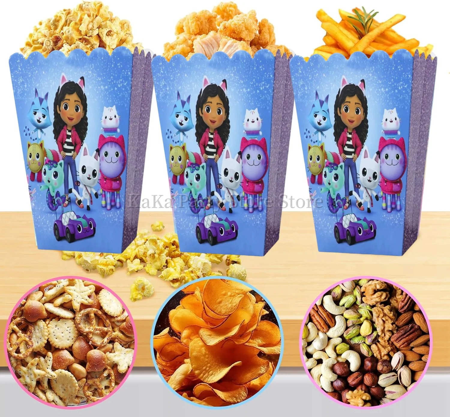 Gabby Dollhouse Scatole di caramelle Decorazioni per feste di compleanno Scatole di popcorn Confezione regalo Biscotti Confezione di cioccolato Bomboniere per bambini Forniture per feste regalo