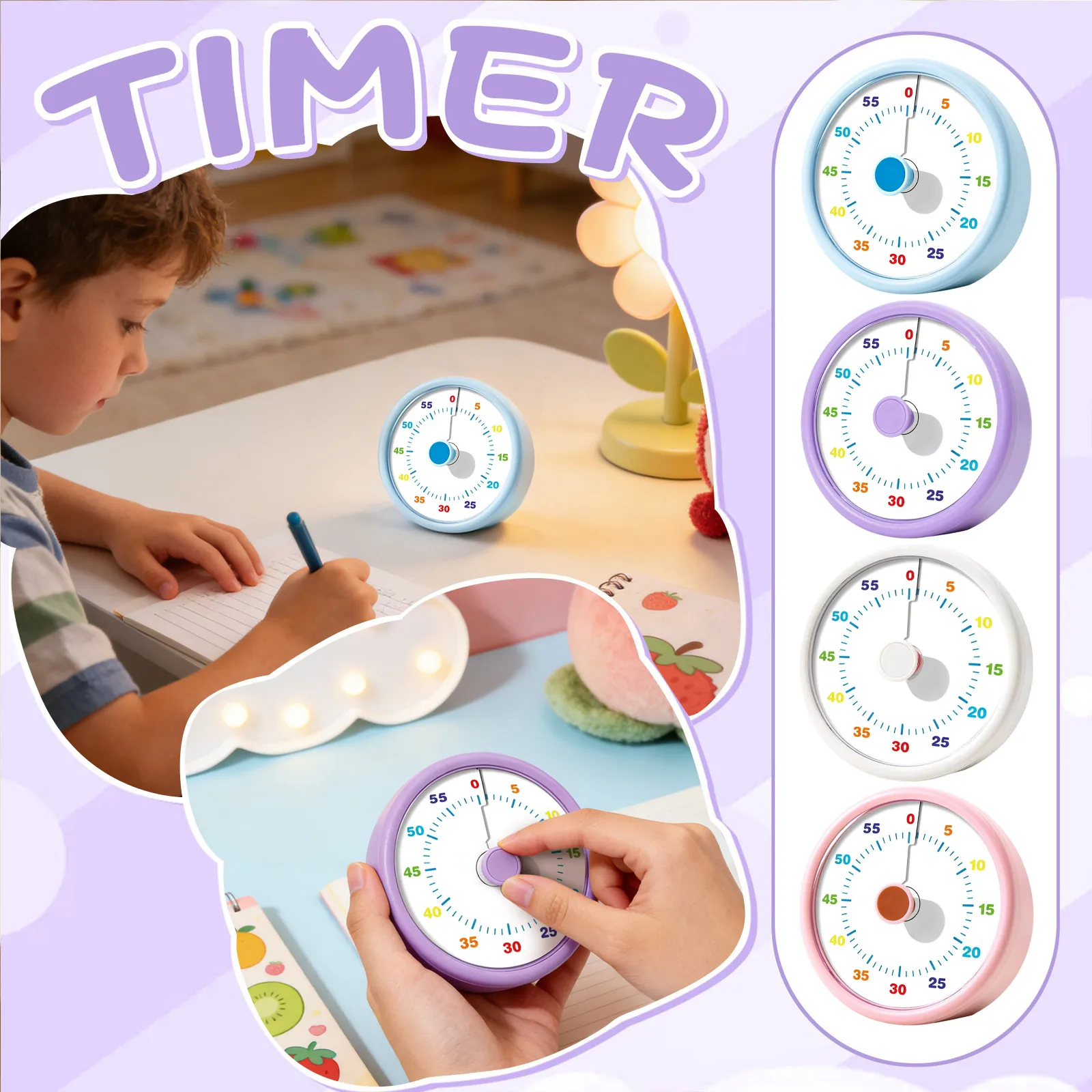 Kids Timer Clock Countdown Clocks 60 Minute Pomodoro Timers For Kitchen Office Desk Time Management Tools Stationery Supplies
