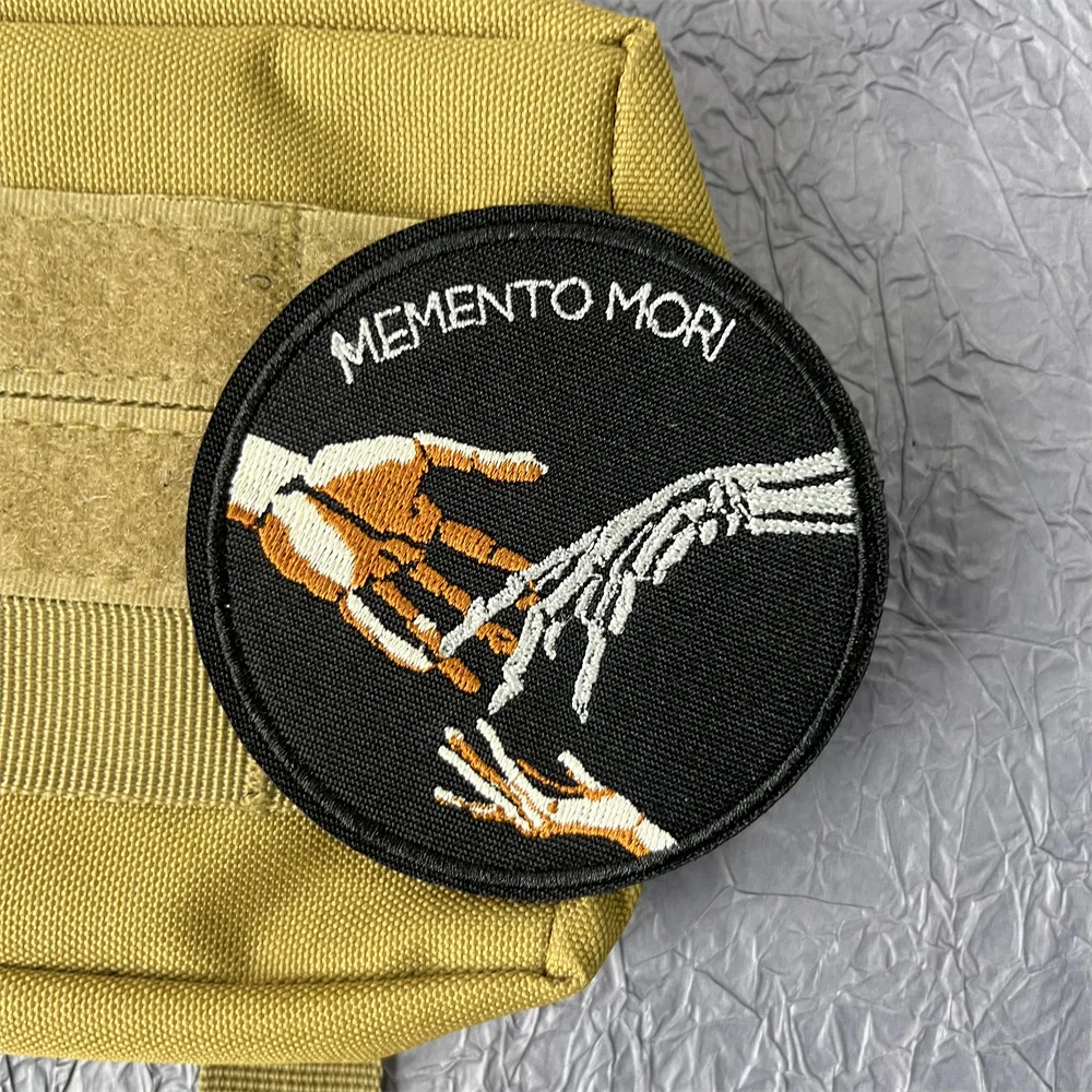 Memento Mori Embroidery Patch Stickers for Clothes Hook and Loop Patches Backpack Appliques Tactical Gear