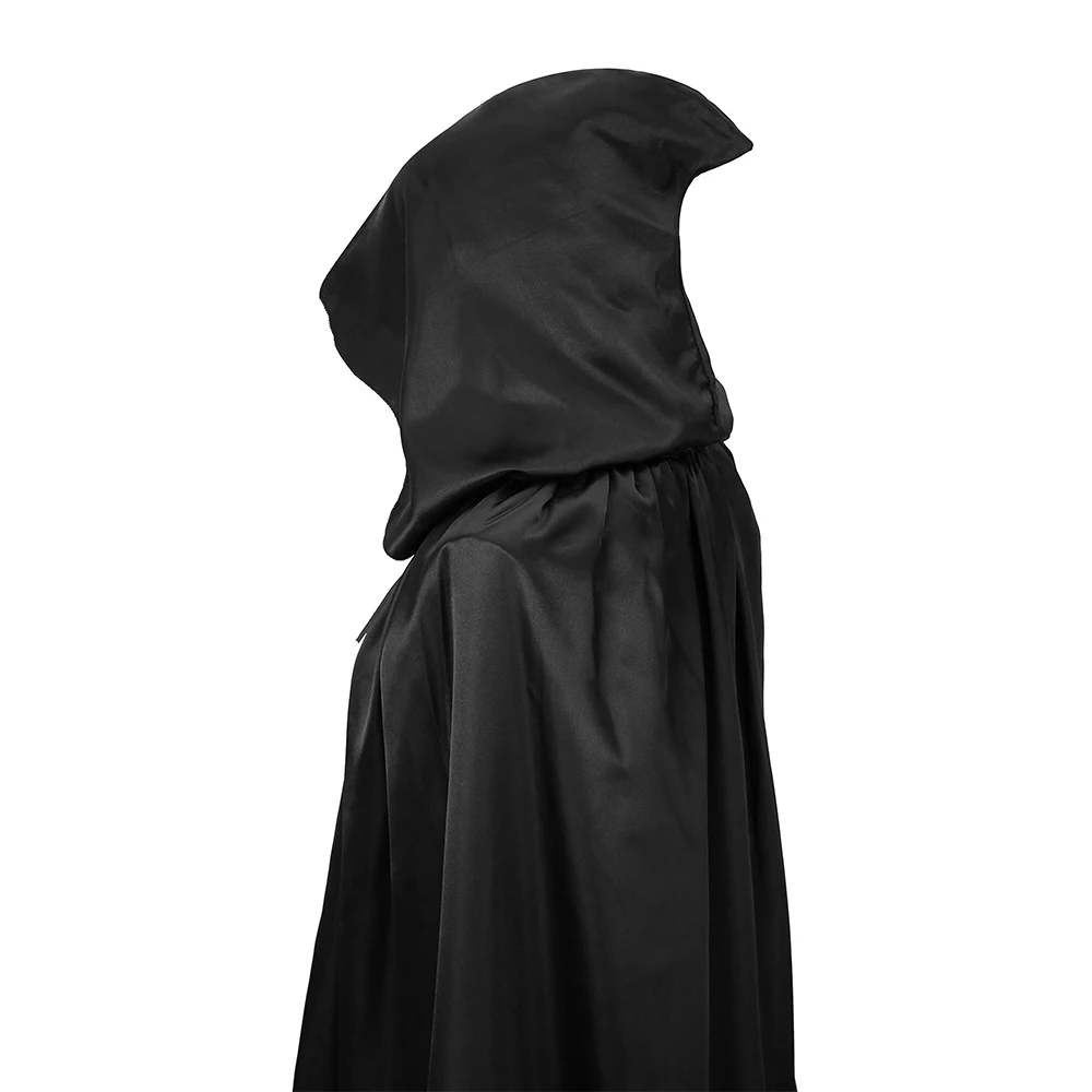 Cape Cloak with Hood Unisex Witch Cape Hooded Black Robe for Women Men Kids Halloween Cosplay Costumes Christmas Performance