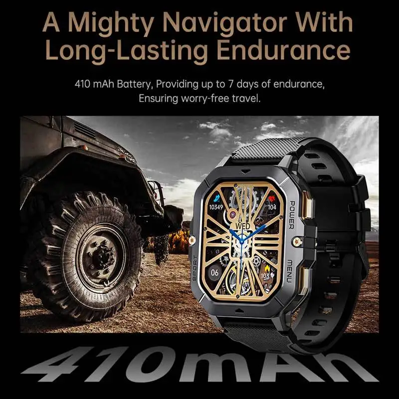 C28 스마트 워치 2.02인치 블루투스 통화 방수 ﻿ 스마트워치 100+ 스포츠 모드 심박수 건강 모니터링 정보 알림