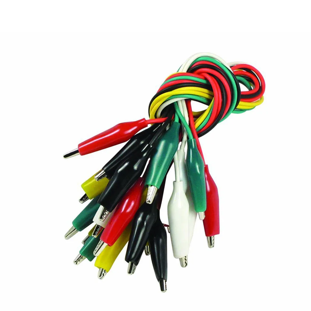 

10pcs Alligator Clips Wire Cable Double-Ended Testing Wire For Diy Circuit Spring Clip Colors Iron Plated