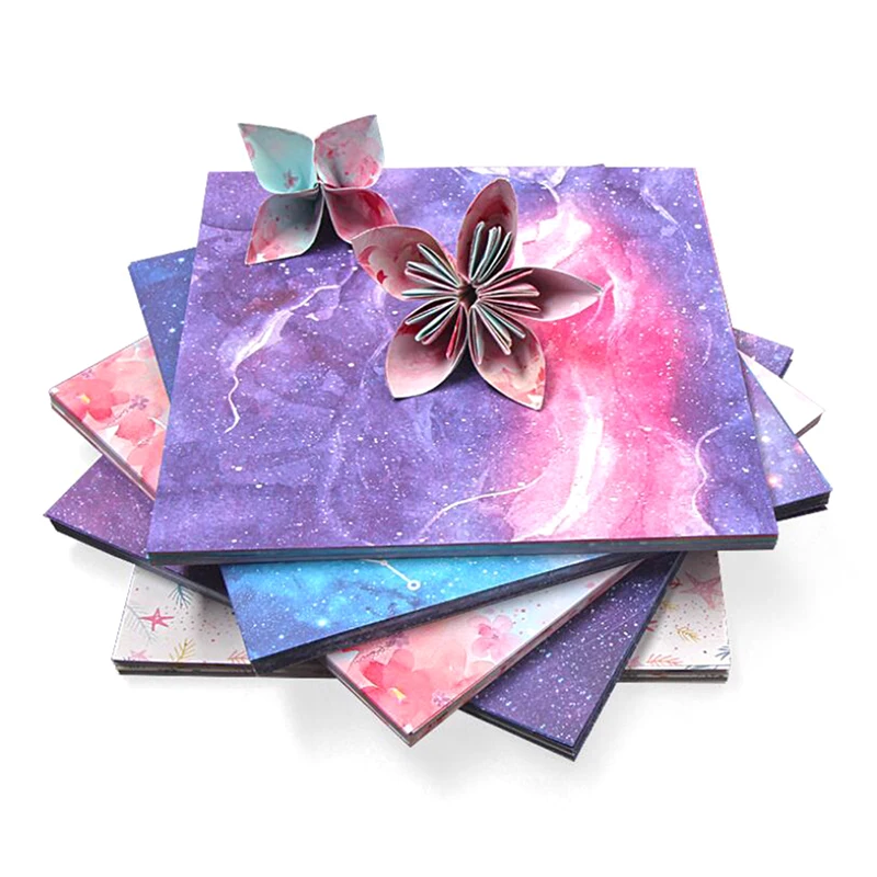 60/65Pcs Space Star Flower Origami Paper Double Sided Folding DIY Papers Craft
