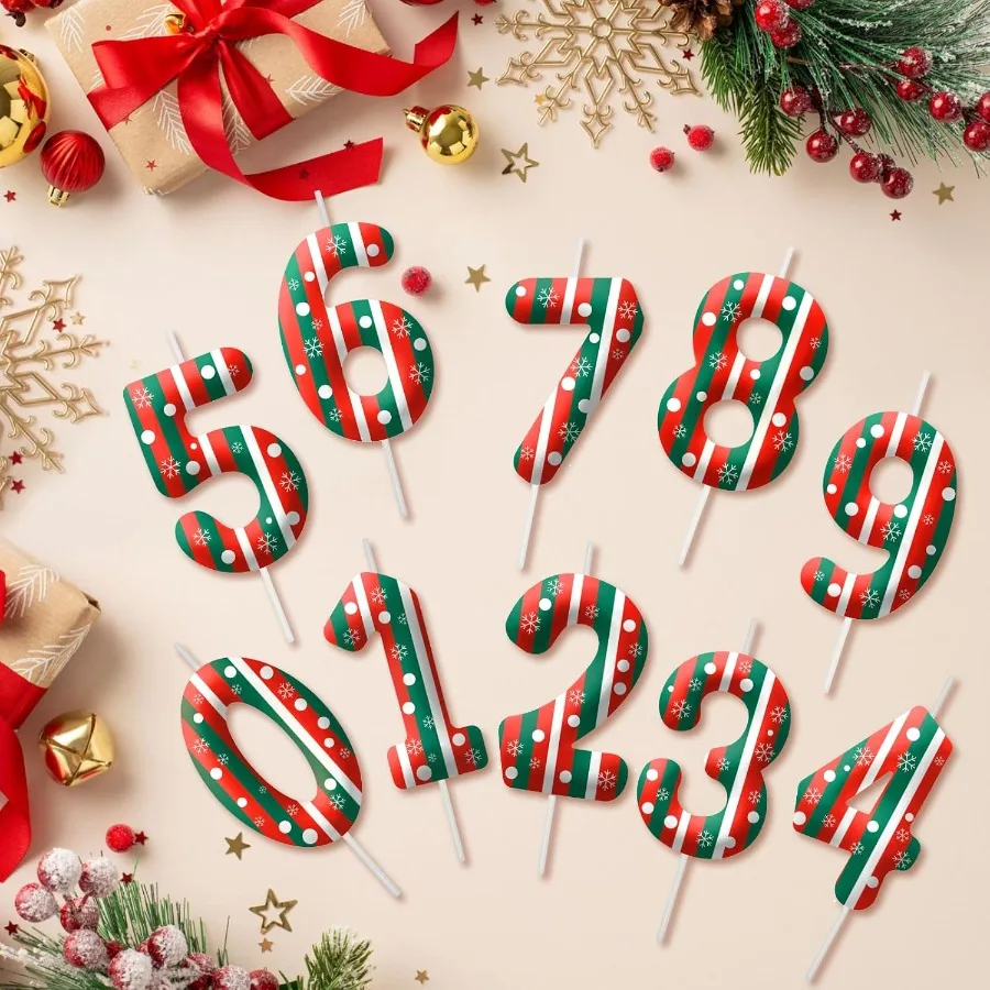 شموع عيد الميلاد بطابع عيد الميلاد للكعكة رقم 5 شمعة عيد ميلاد سعيد كعكة توبر للبنين والبنات حفلة عيد الميلاد #3