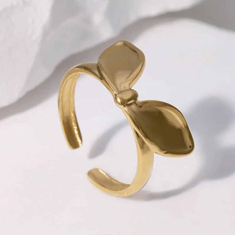 Fashion Cute Bunny Ears Rings for Women Lovely Bow Stainless Steel Non-fading Adjustable Finger Ring Party Jewelry Gift New