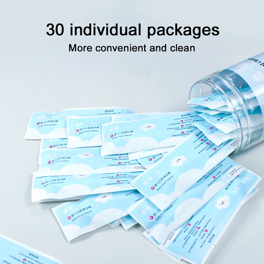 30 قطعة عصا تنظيف فم الطفل المتاح المنظفات الحليب الأسنان الحجاب فرشاة الأسنان الطفل اللسان غسل الوليد رعاية أسنان الطفل