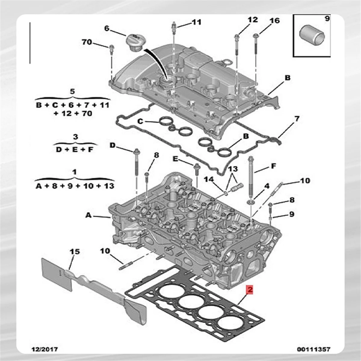 Engine Cylinder Gasket for Peugeot 2 308 408 RCZ 2008 3008 Citroen C3 C4 C5 Cylinder Block Accessories 0209ER 9803673380